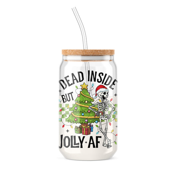 Dead Inside but Jolly AF | Beer Can Glass | Glassware