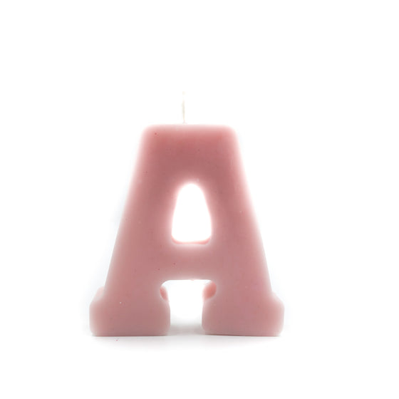 Alphabet Candle Pillar Pink