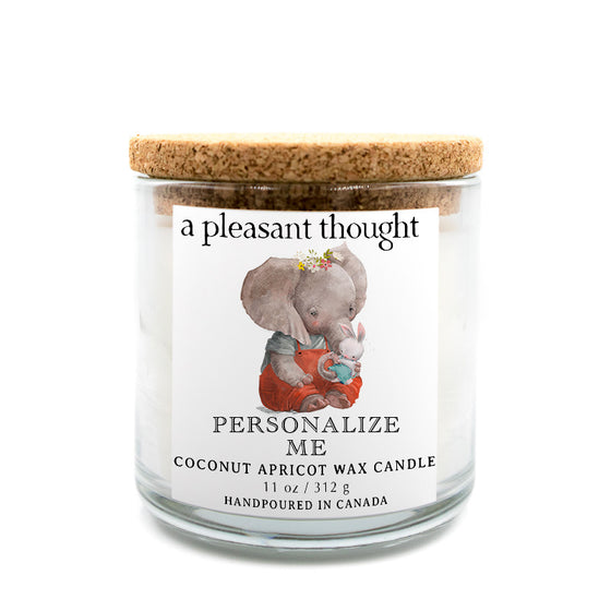custom elephant and bunny candle a pleasant thought