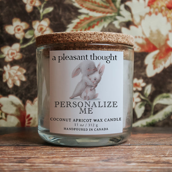 custom bunny hugs candle a pleasant thought