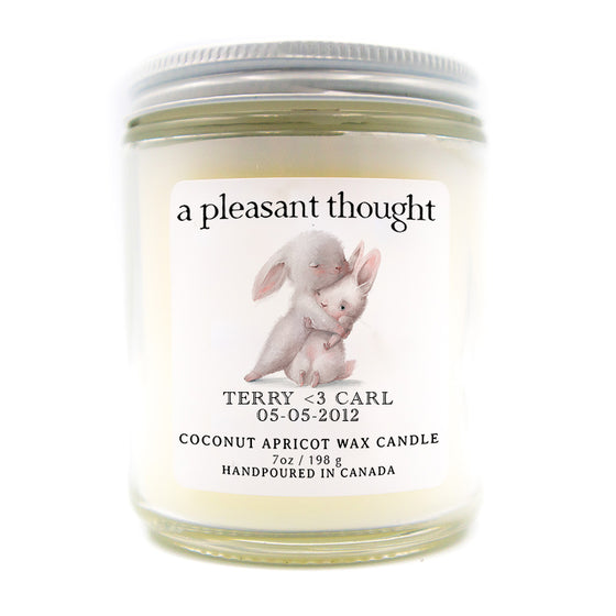 custom bunny hugs candle a pleasant thought