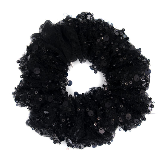Black Tulle and Sequin Formal Scrunchie a pleasant thought