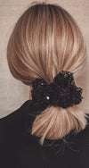 Black Tulle and Sequin Formal Scrunchie blonde