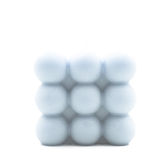 bubble cube pillar candle in blue