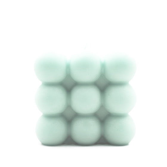 bubble cube pillar candle in mint