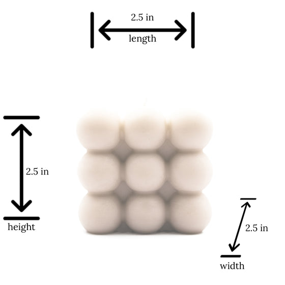 bubble cube pillar candle sizing chart