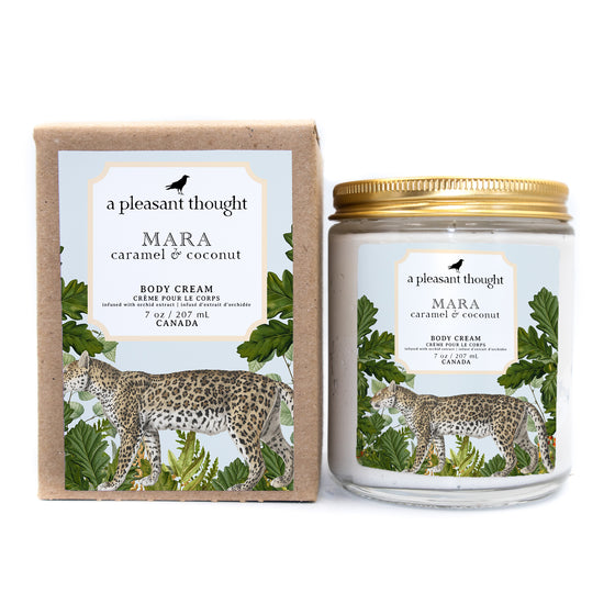 mara caramel and coconut body cream box
