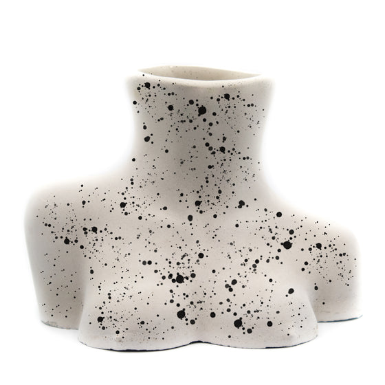 Concrete Bust Vase light grey with black spatter