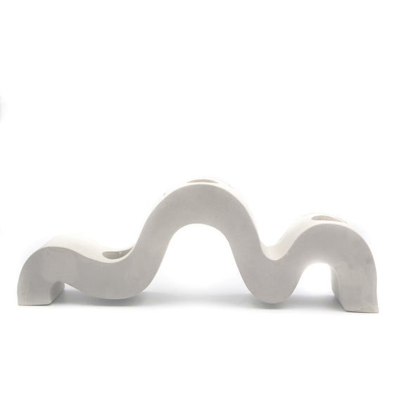 Concrete Curvy Taper Candlestick Holder white light grey a pleasant thought