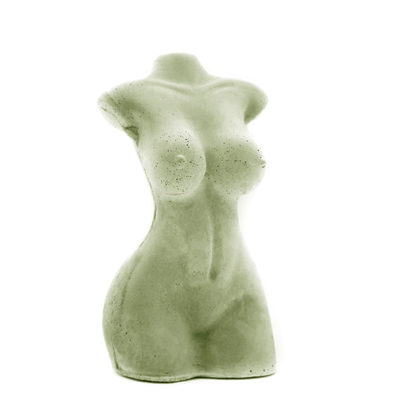 Concrete Curvy Woman Vase sage green