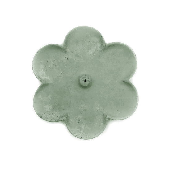 Concrete Daisy Flower Incense Holder sage green
