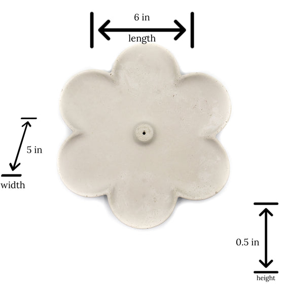 Concrete Daisy Flower Incense Holder sizing chart