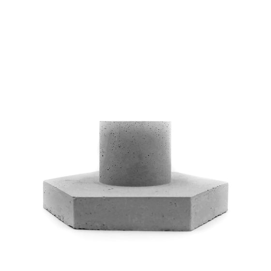 Concrete Hexagon Taper Candlestick Holder grey gray