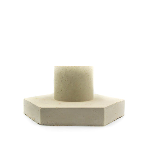 Concrete Hexagon Taper Candlestick Holder sand beige