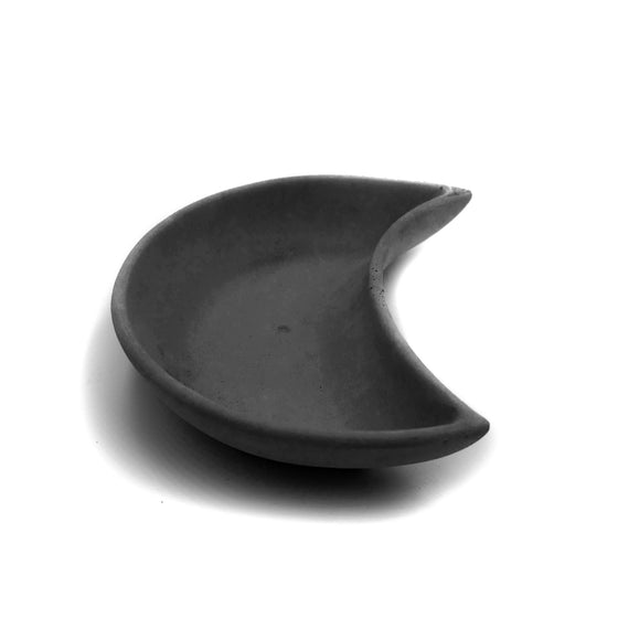 crescent moon trinket dish concrete black