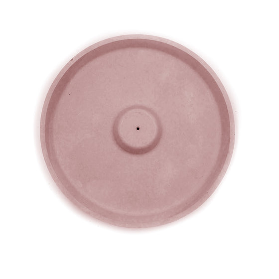 Concrete Round Incense Holder dusty rose pink