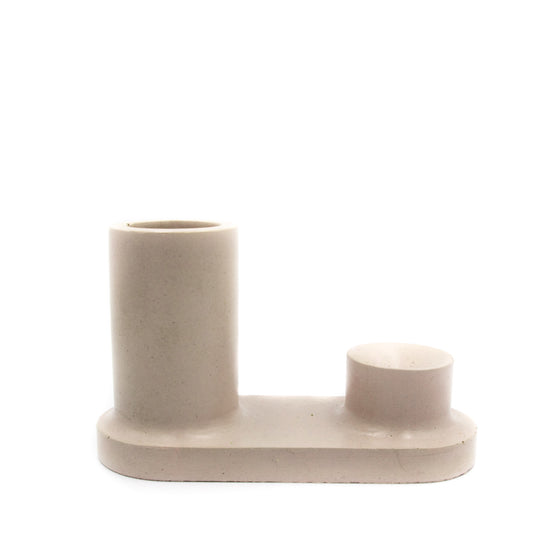 round incense holder concrete sand beige