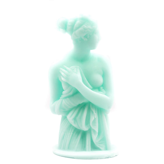 grecian goddess bust candle pillar in mint