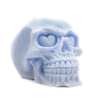 Heart Eyed skull pillar candle blue