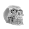 Heart Eyed skull pillar candle grey gray