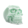 Heart Eyed skull pillar candle mint
