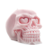  Heart Eyed skull pillar candle pink