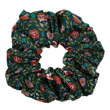  big scrunchie dark green with florals Liberty of London