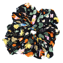  big scrunchie black with florals and strawberries
