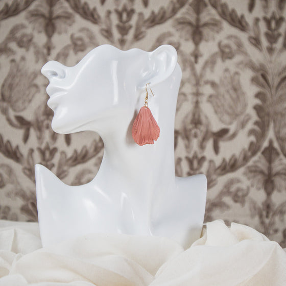 pink petal polymer clay earrings dangle model