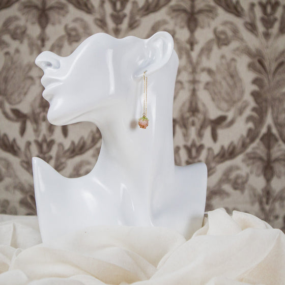 Strawberry gold-plated threader earrings model