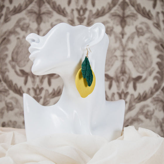 lemon drop polymer clay earrings dangles large model