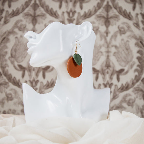 burnt orange polymer clay earrings dangles large model