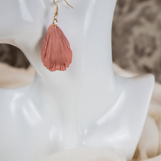 pink petal polymer clay earrings dangle