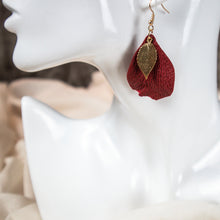  mulberry petal polymer clay earrings with gold leaf accent dangle