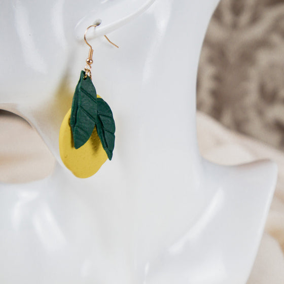 lemon drop polymer clay earrings dangles