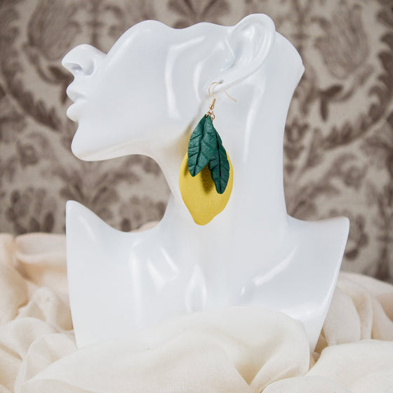 lemon drop polymer clay earrings dangles large model