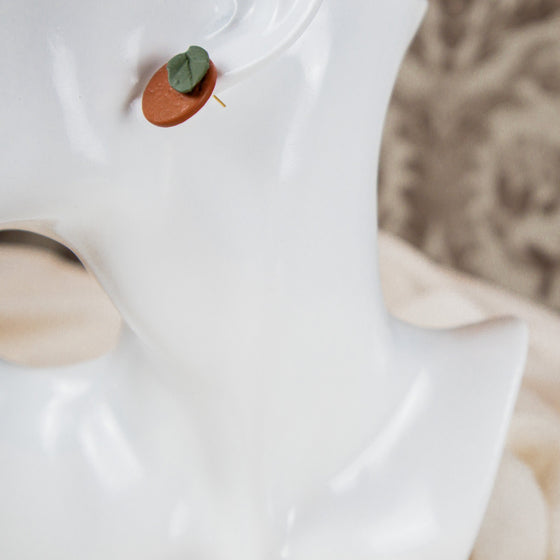 burnt orange polymer clay earrings studs