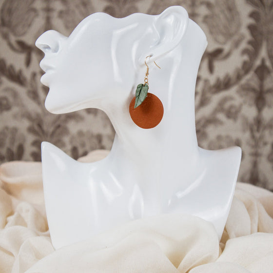burnt orange polymer clay earrings dangles model