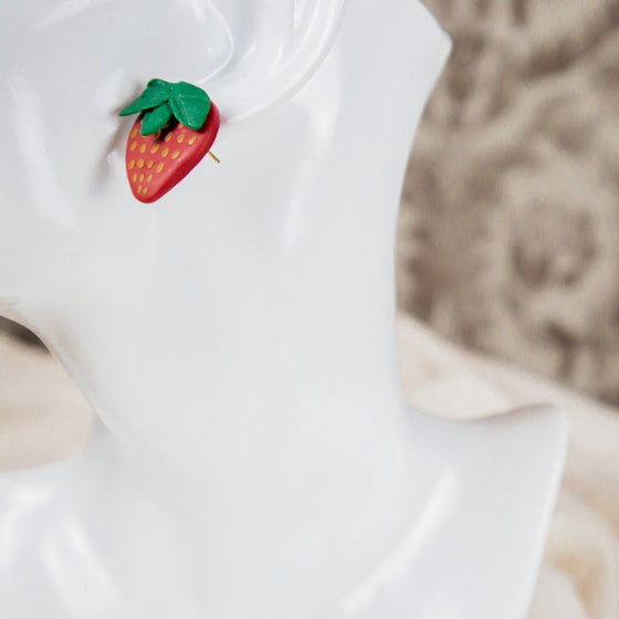 strawberry polymer clay earrings studs