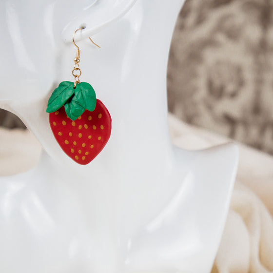 strawberry polymer clay earrings dangles