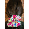 big scrunchie white with florals and bees on hair