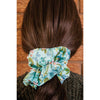 big scrunchie turquoise with florals on hair