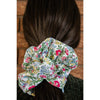 big scrunchie white with florals on hair