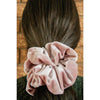 big scrunchie velvet dusty rose pink on hair