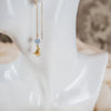bird and angelite gemstone threader earrings