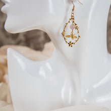  bee and rose quartz vignette earrings dangles