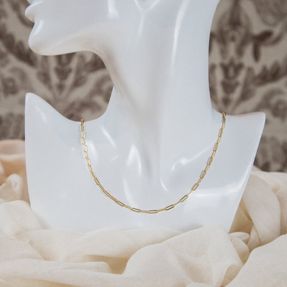 dainty drawn cable gold-filled paperclip chain necklace model
