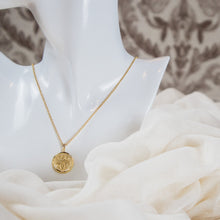 medallion with dainty gold-filled rolo chain necklace