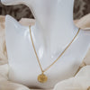 medallion with dainty gold-filled rolo chain necklace