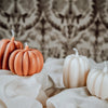 ivory and burnt orange pumpkin candle pillar handcrafted